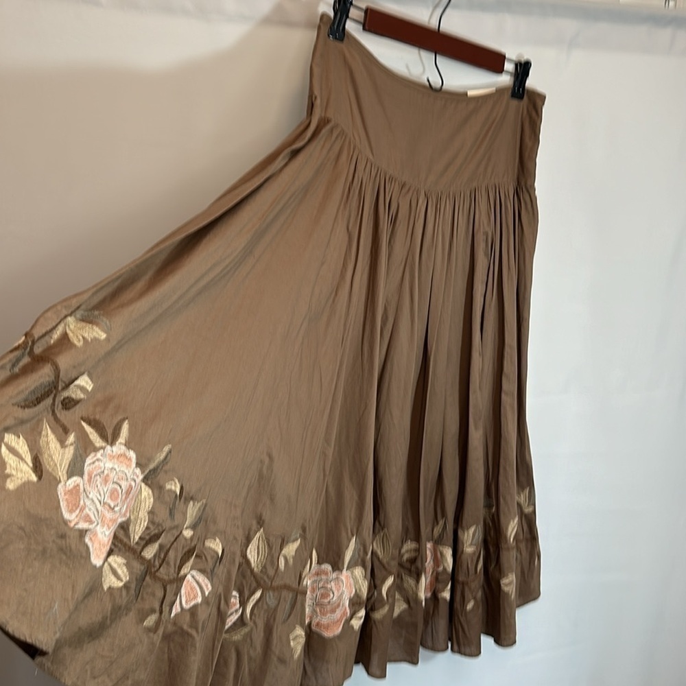 a.n.a A New Approach Skirt Womens Size 8 Embroidered 100% Cotton Tiered Lined - Picture 9 of 16